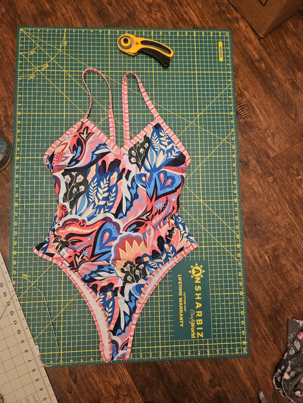 Vibrant Floral One-Piece Swimsuit in Pink & Blue